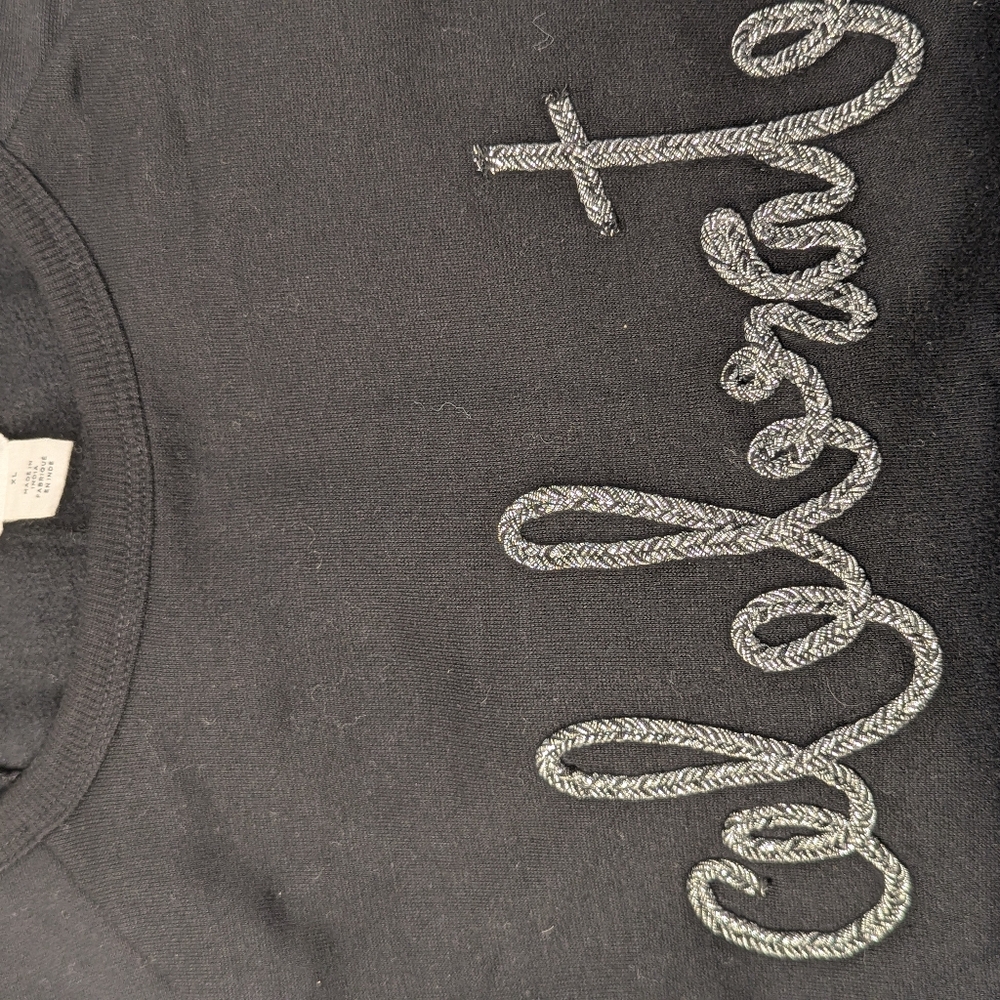 Nordstrom Black Sweater with Silver Script - Picture 2 of 6